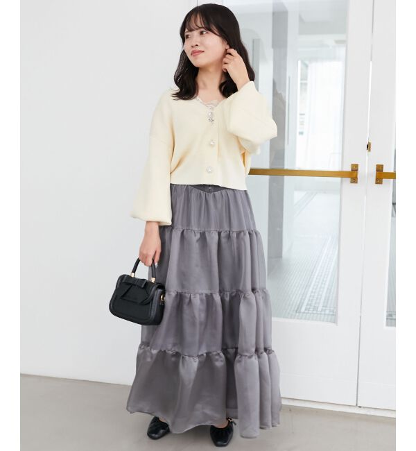 MAJESTICLEGON「リボンチャームビジューボタンカーデ」|カーディガン|