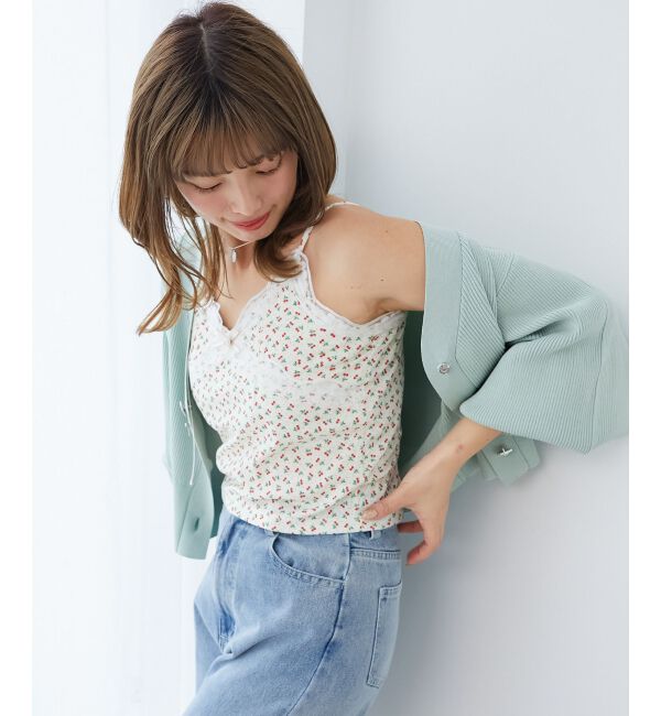 MAJESTICLEGON「リボンチャームビジューボタンカーデ」|カーディガン|