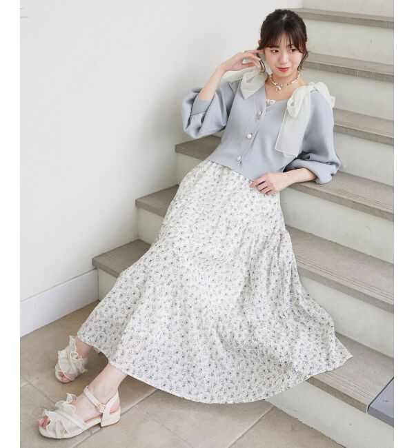 MAJESTICLEGON「リボンチャームビジューボタンカーデ」|カーディガン|