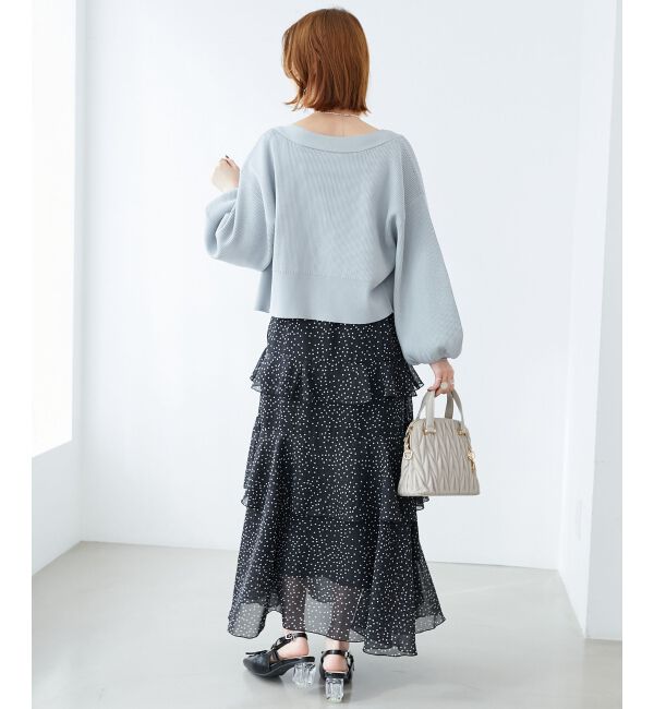 MAJESTICLEGON「リボンチャームビジューボタンカーデ」|カーディガン|