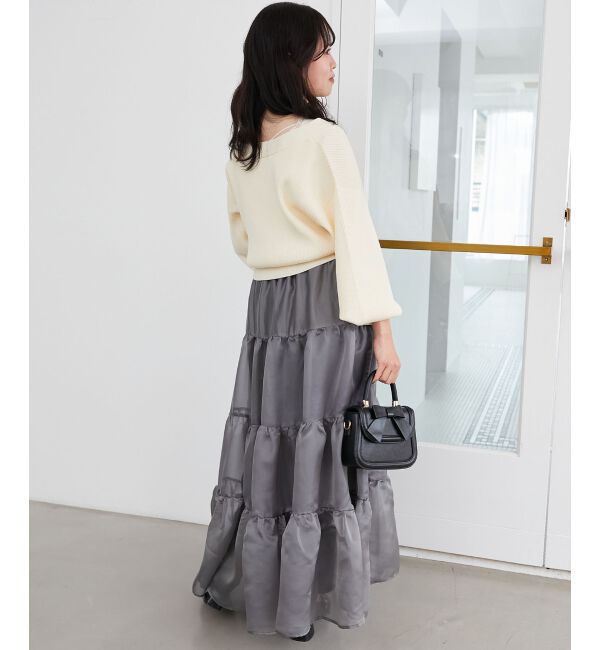 MAJESTICLEGON「リボンチャームビジューボタンカーデ」|カーディガン|