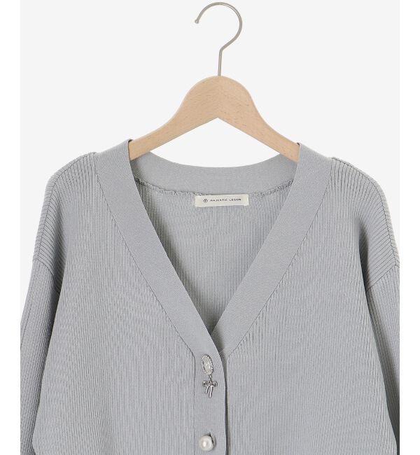 MAJESTICLEGON「リボンチャームビジューボタンカーデ」|カーディガン|
