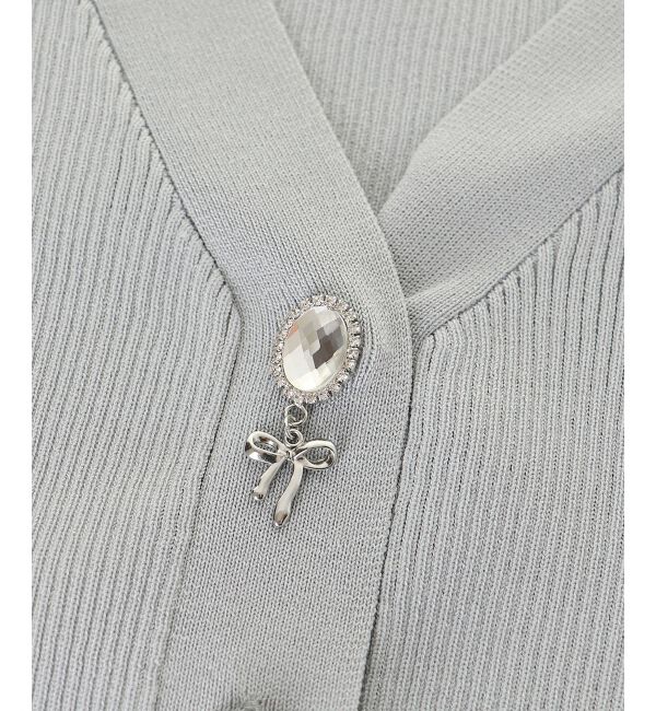 MAJESTICLEGON「リボンチャームビジューボタンカーデ」|カーディガン|