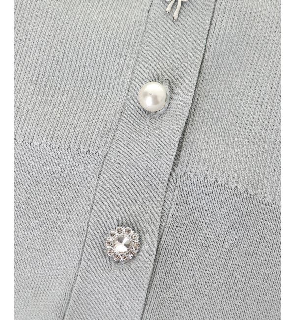 MAJESTICLEGON「リボンチャームビジューボタンカーデ」|カーディガン|