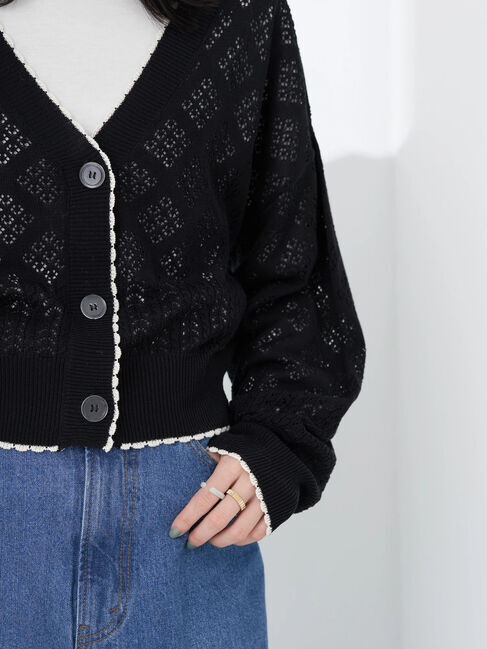 earth music&ecology「配色透かしカーディガン」|カーディガン|