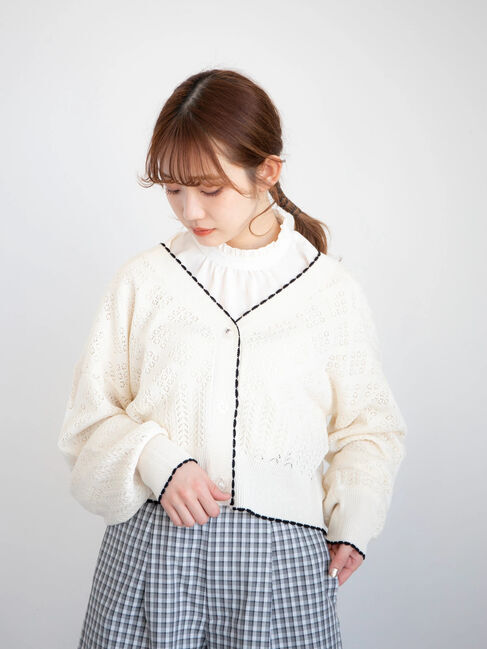 earth music&ecology「配色透かしカーディガン」|カーディガン|