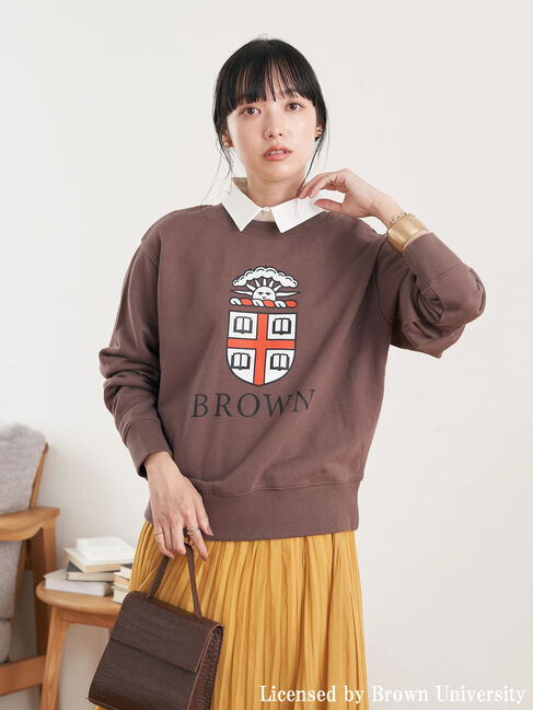 earth music&ecology「別注 BROWN 衿付き裏毛プルオーバー」|Tシャツ・カットソー|