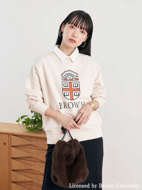 earth music&ecology「別注 BROWN 衿付き裏毛プルオーバー」|Tシャツ・カットソー|