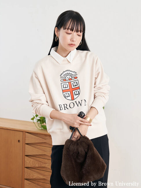 earth music&ecology「別注 BROWN 衿付き裏毛プルオーバー」|Tシャツ・カットソー|
