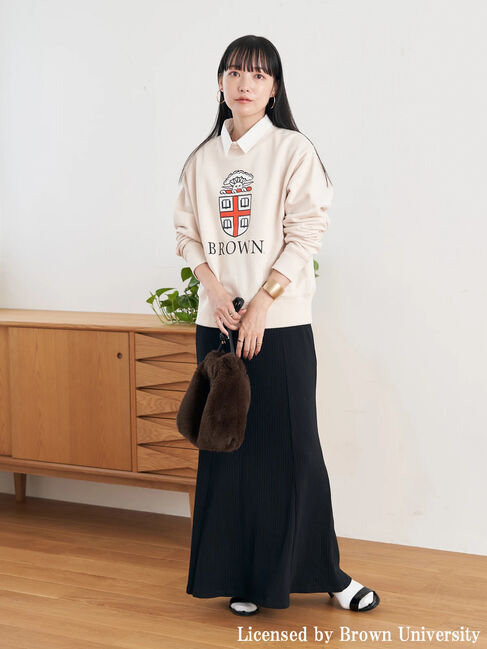 earth music&ecology「別注 BROWN 衿付き裏毛プルオーバー」|Tシャツ・カットソー|