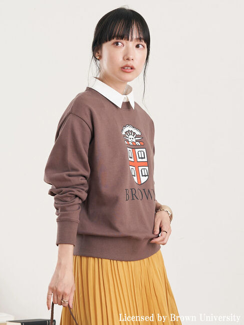 earth music&ecology「別注 BROWN 衿付き裏毛プルオーバー」|Tシャツ・カットソー|ブラウン