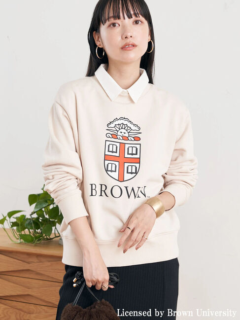 earth music&ecology「別注 BROWN 衿付き裏毛プルオーバー」|Tシャツ・カットソー|