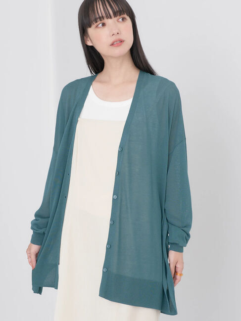 earth music&ecology「接触冷感Vネックカーディガン」|カーディガン|Green
