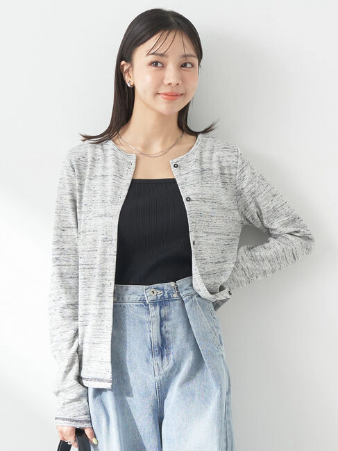 earth music&ecology「メランジリブカーディガン(gray)」|カーディガン|Gray Mixture