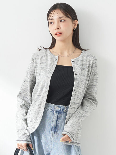 earth music&ecology「メランジリブカーディガン(gray)」|カーディガン|
