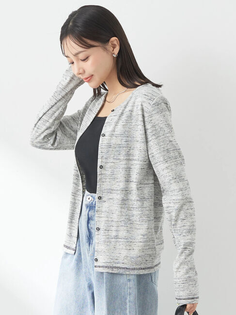 earth music&ecology「メランジリブカーディガン(gray)」|カーディガン|