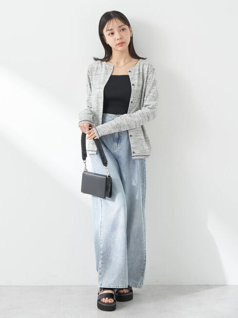 earth music&ecology「メランジリブカーディガン(gray)」|カーディガン|
