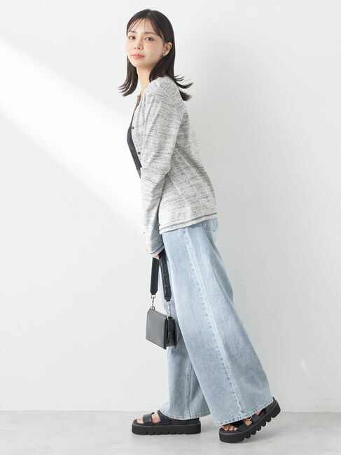 earth music&ecology「メランジリブカーディガン(gray)」|カーディガン|