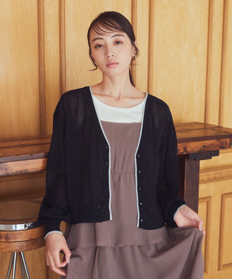 earth music&ecology「ミニスパンコールカーディガン」|カーディガン|