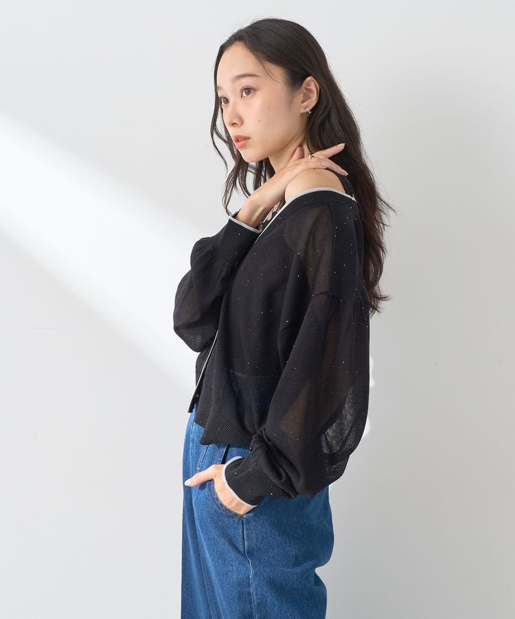 earth music&ecology「ミニスパンコールカーディガン」|カーディガン|