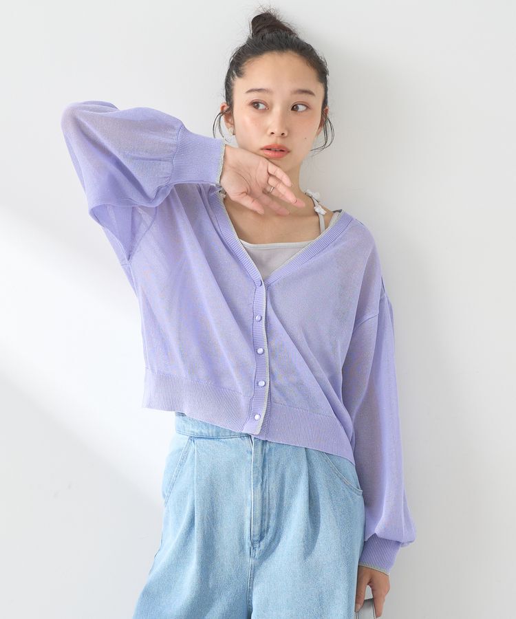 earth music&ecology「ミニスパンコールカーディガン」|カーディガン|Lavender