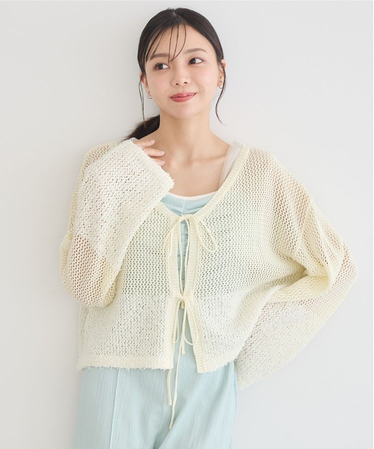 earth music&ecology「カールヤーンメッシュカーディガン」|カーディガン|Ivory