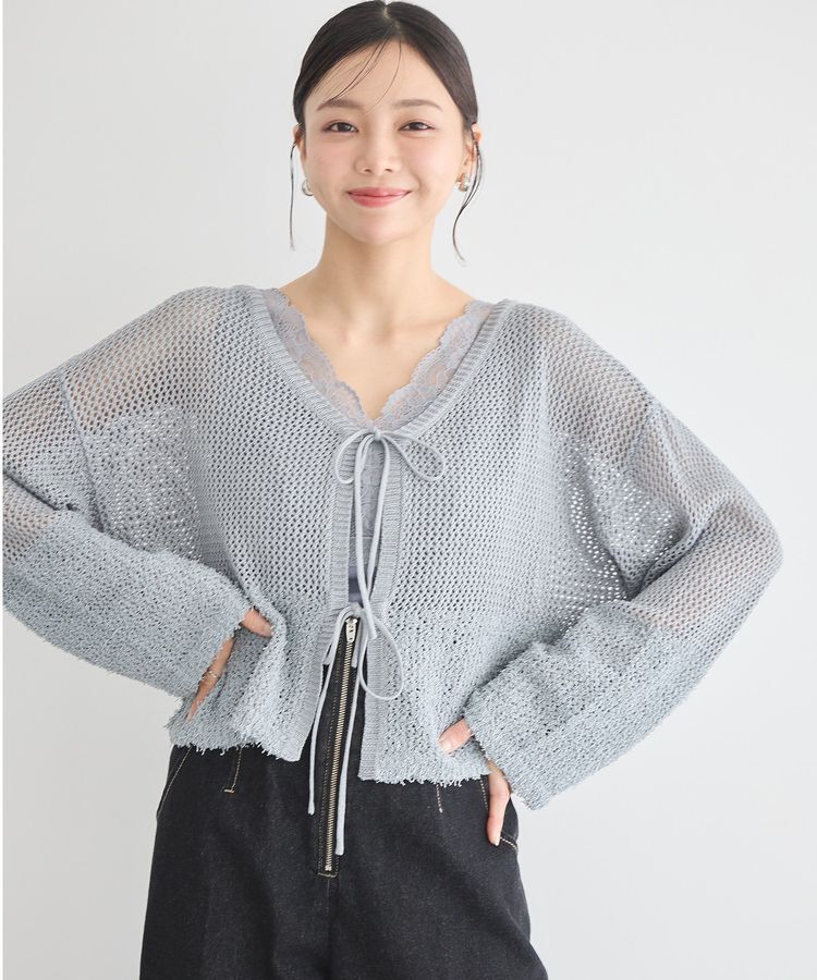 earth music&ecology「カールヤーンメッシュカーディガン」|カーディガン|