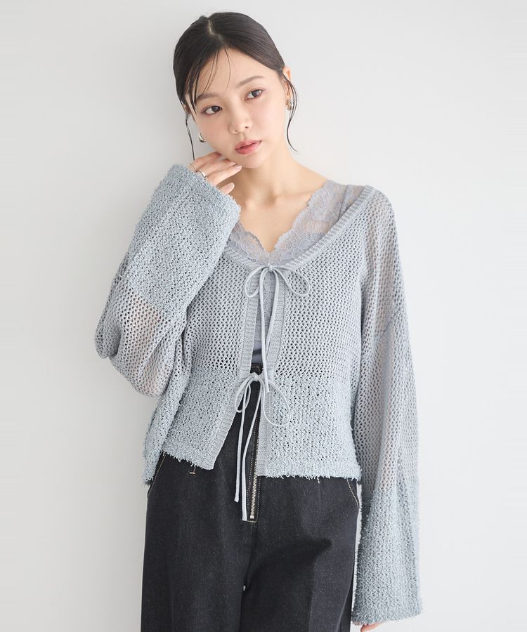 earth music&ecology「カールヤーンメッシュカーディガン」|カーディガン|