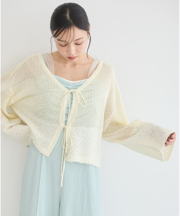 earth music&ecology「カールヤーンメッシュカーディガン」|カーディガン|