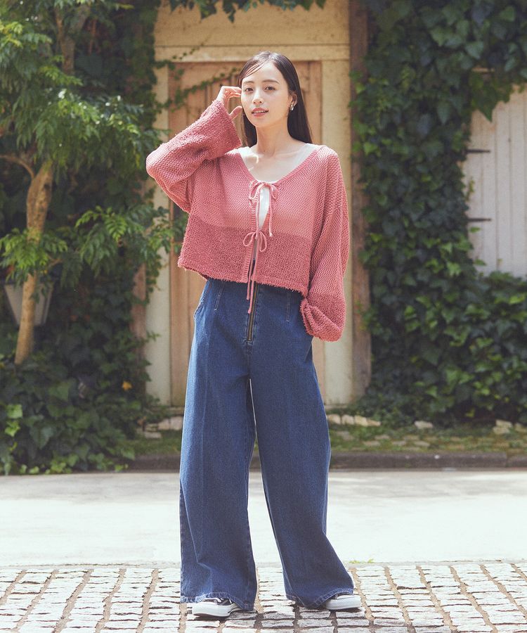 earth music&ecology「カールヤーンメッシュカーディガン」|カーディガン|