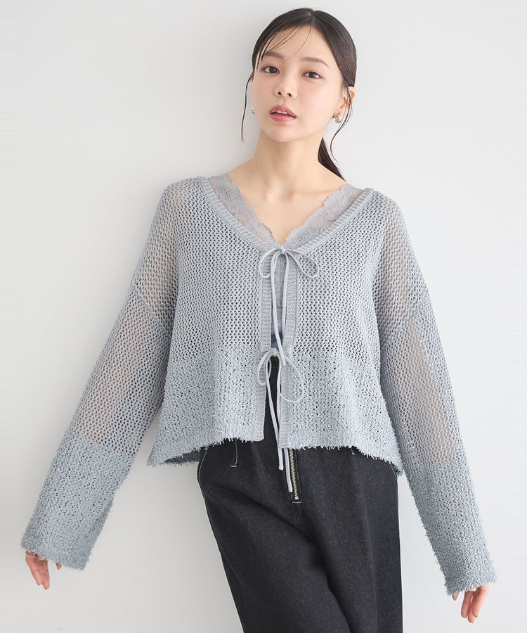 earth music&ecology「カールヤーンメッシュカーディガン」|カーディガン|