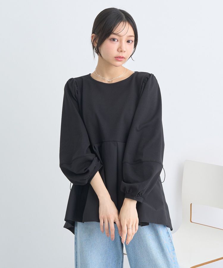 earth music&ecology「異素材ドッキングペプラムプルオーバー」|Tシャツ・カットソー|