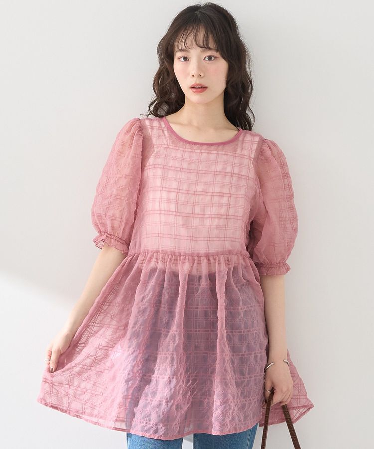 earth music&ecology「【WEB限定】シアーパフチュニック」|チュニック|Pink