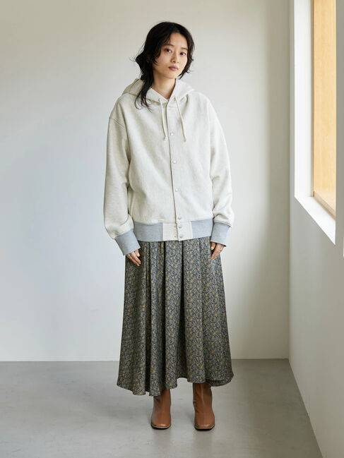  「ドットボタンフード裏毛カーディガン」|カーディガン|