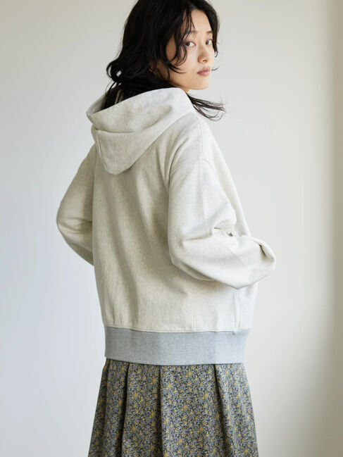  「ドットボタンフード裏毛カーディガン」|カーディガン|