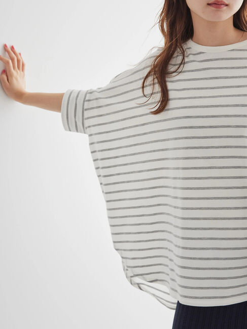  「ボーダーポンチョカットチュニック2」|Tシャツ・カットソー|