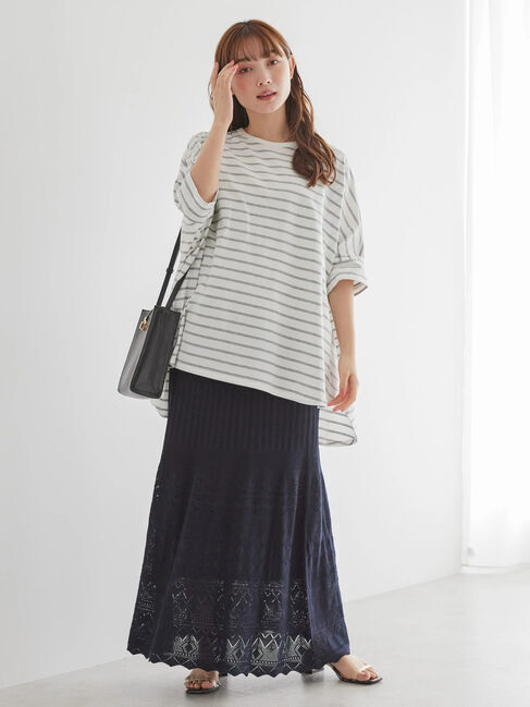  「ボーダーポンチョカットチュニック2」|Tシャツ・カットソー|