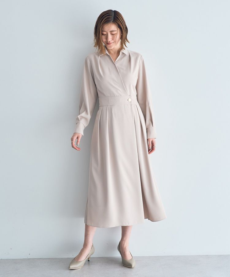 YECCA VECCA「カシュクールタックワンピース」|ワンピース|Light beige