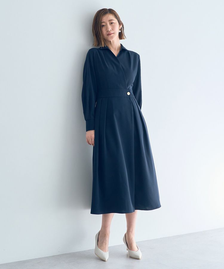 YECCA VECCA「カシュクールタックワンピース」|ワンピース|Navy