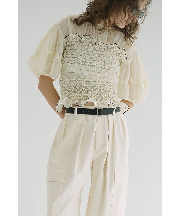 GARAGE OF GOOD CLOTHING「【CLANE】COLOR STITCHED SHIRRING TOPS」|シャツ・ブラウス|