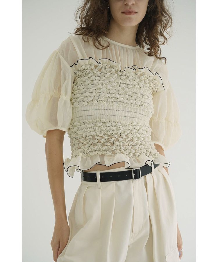 GARAGE OF GOOD CLOTHING「【CLANE】COLOR STITCHED SHIRRING TOPS」|シャツ・ブラウス|