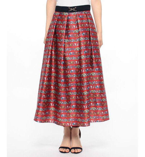 LOULOU WILLOUGHBY「【LOULOU WILLOUGHBY】ボーダーフラワースカート」|ワンピース|