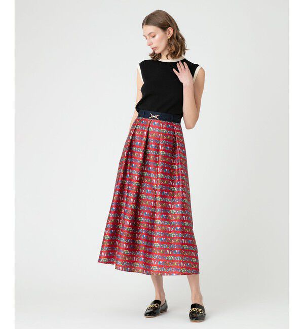 LOULOU WILLOUGHBY「【LOULOU WILLOUGHBY】ボーダーフラワースカート」|ワンピース|