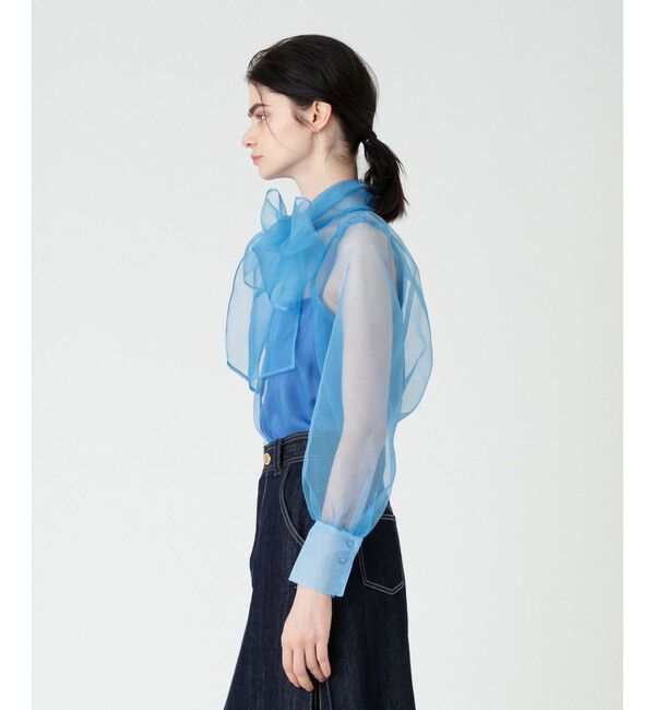 LOULOU WILLOUGHBY「《ドラマ着用》【LOULOU WILLOUGHBY】シルキーリボンブラウス」|シャツ・ブラウス|