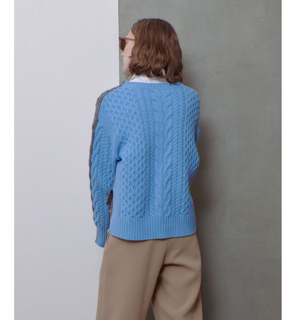 allureville「バイカラーケーブルプルオーバー」|ニット・セーター|