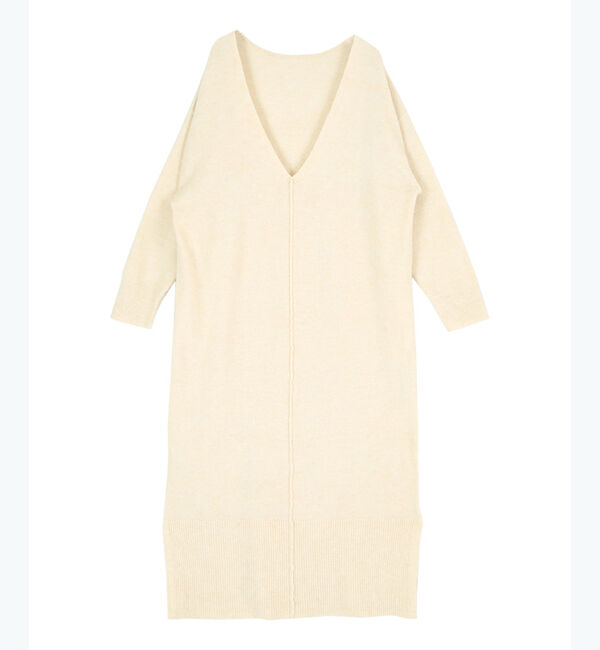 titivate「深Vネックニットワンピース」|ワンピース|アイボリー