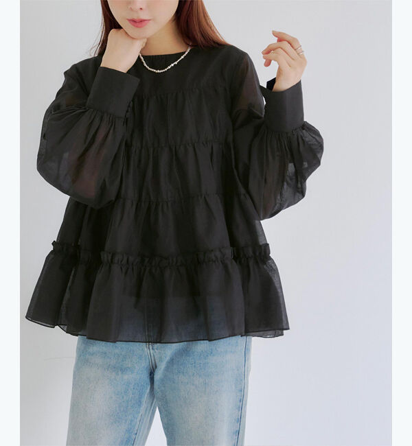 titivate「【前坂美結さんS/Sコラボ】コットンボイルティアードブラウス」|シャツ・ブラウス|