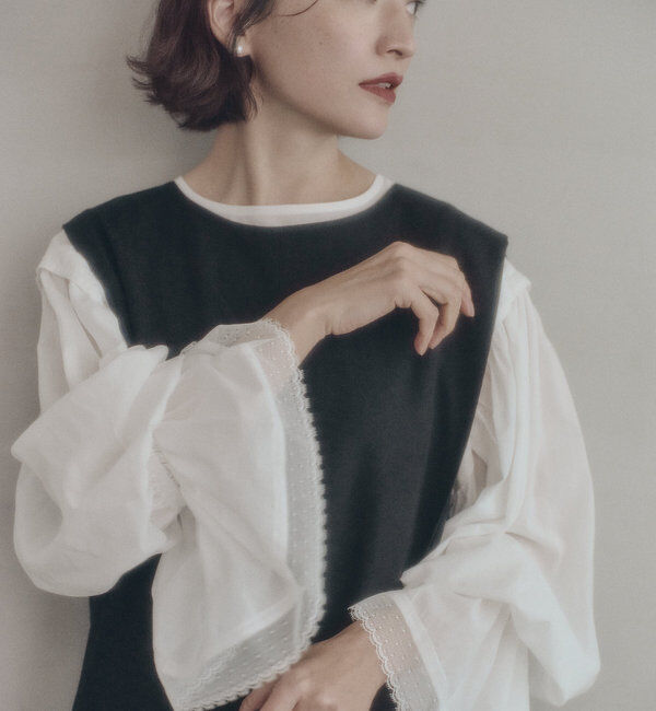  「フレア袖口レースブラウス」|プルオーバー|