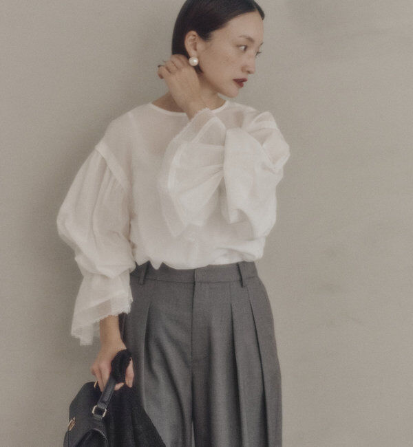  「フレア袖口レースブラウス」|プルオーバー|