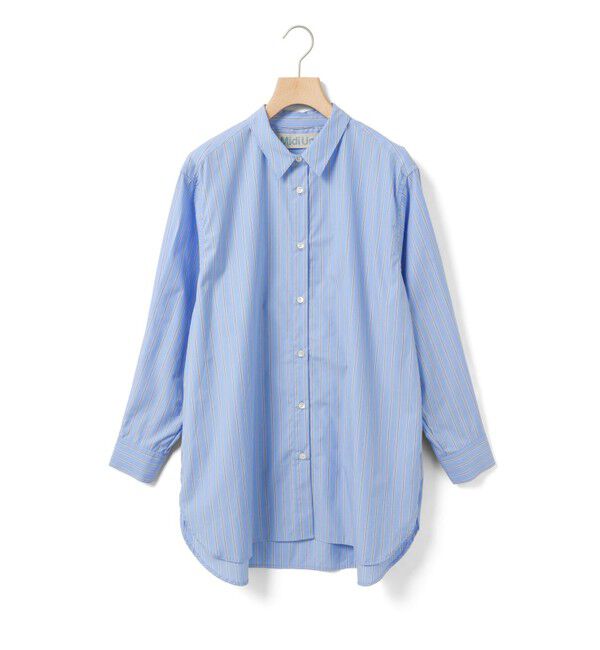 MidiUmi「MidiUmi パターンワイドロングシャツ」|シャツ・ブラウス|ブルーストライプ